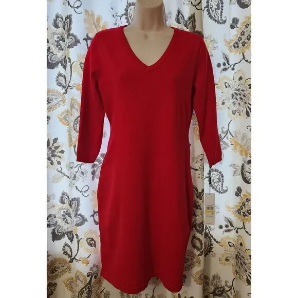 calvin klein sweater dress red Calvin Klein Red Sparkle Sweater Dress